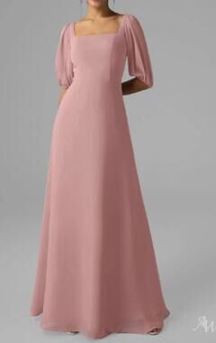 AW BRIDAL sz 6 S dusty rose chiffon Philippa gala bridesmaid maxi dress NEW 0B6